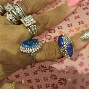 NIB FORBIDDEN CITY AUTHENTIC GENUINE BLUE JADE 💙 STERLING SILVER FILIGREE RING